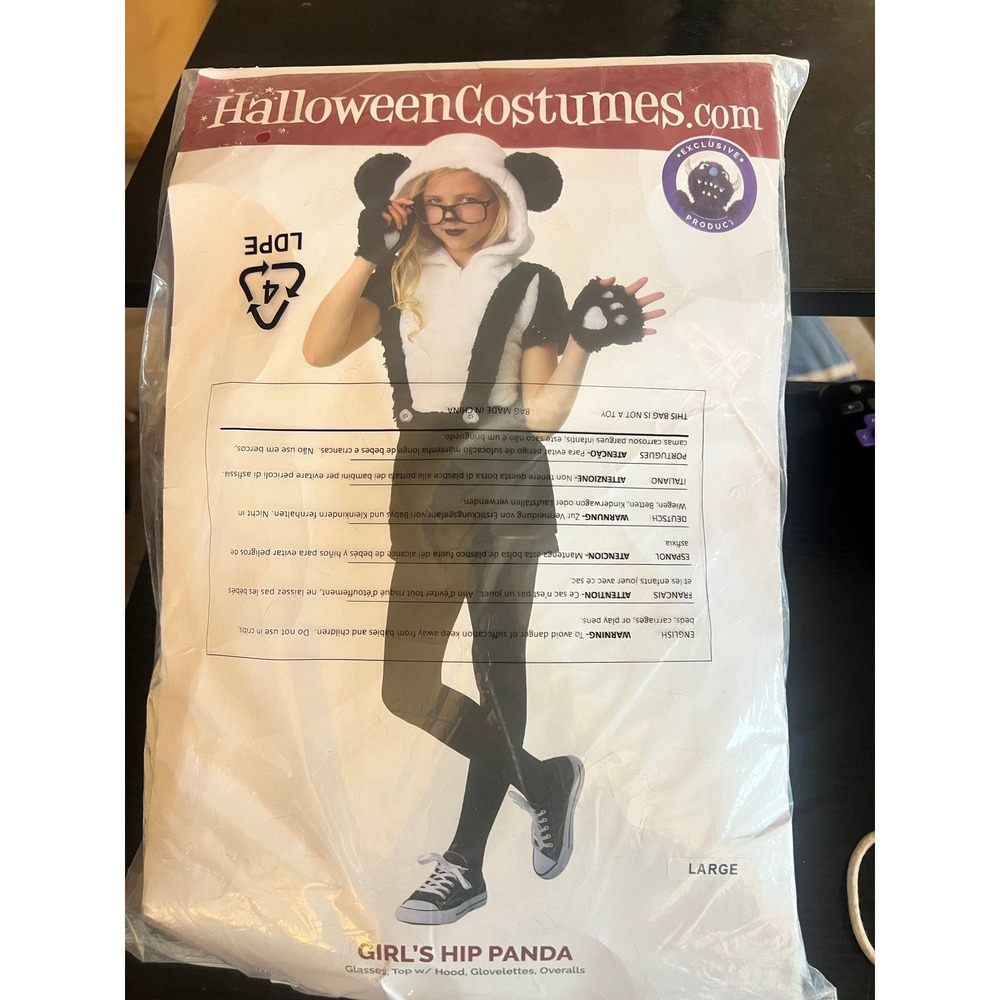 Girls' Hip Panda Costume – Large – Halloween